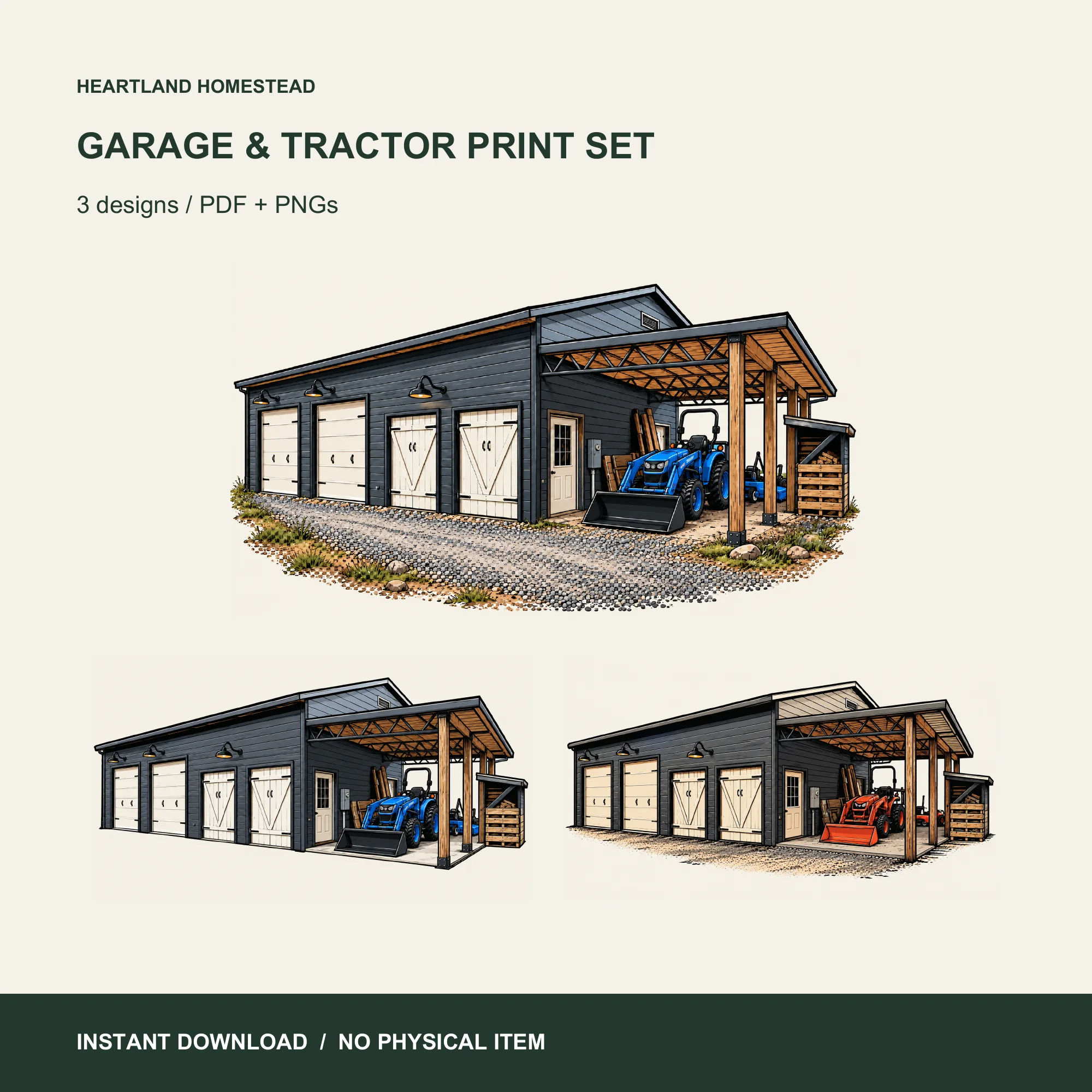 Garage & Tractor Print Set download preview