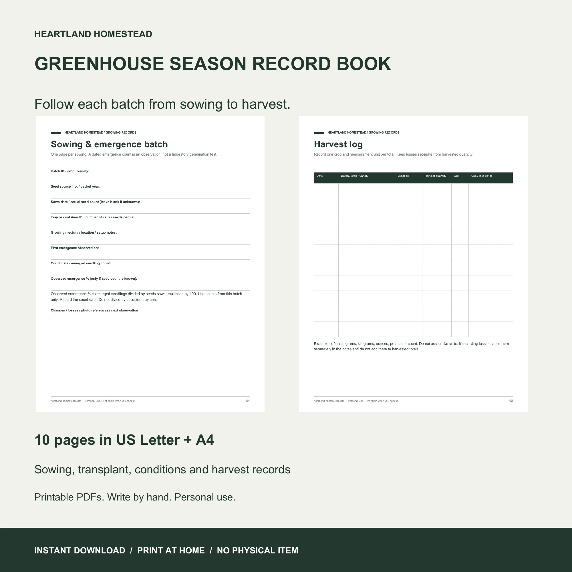 Greenhouse Season Record Book download preview