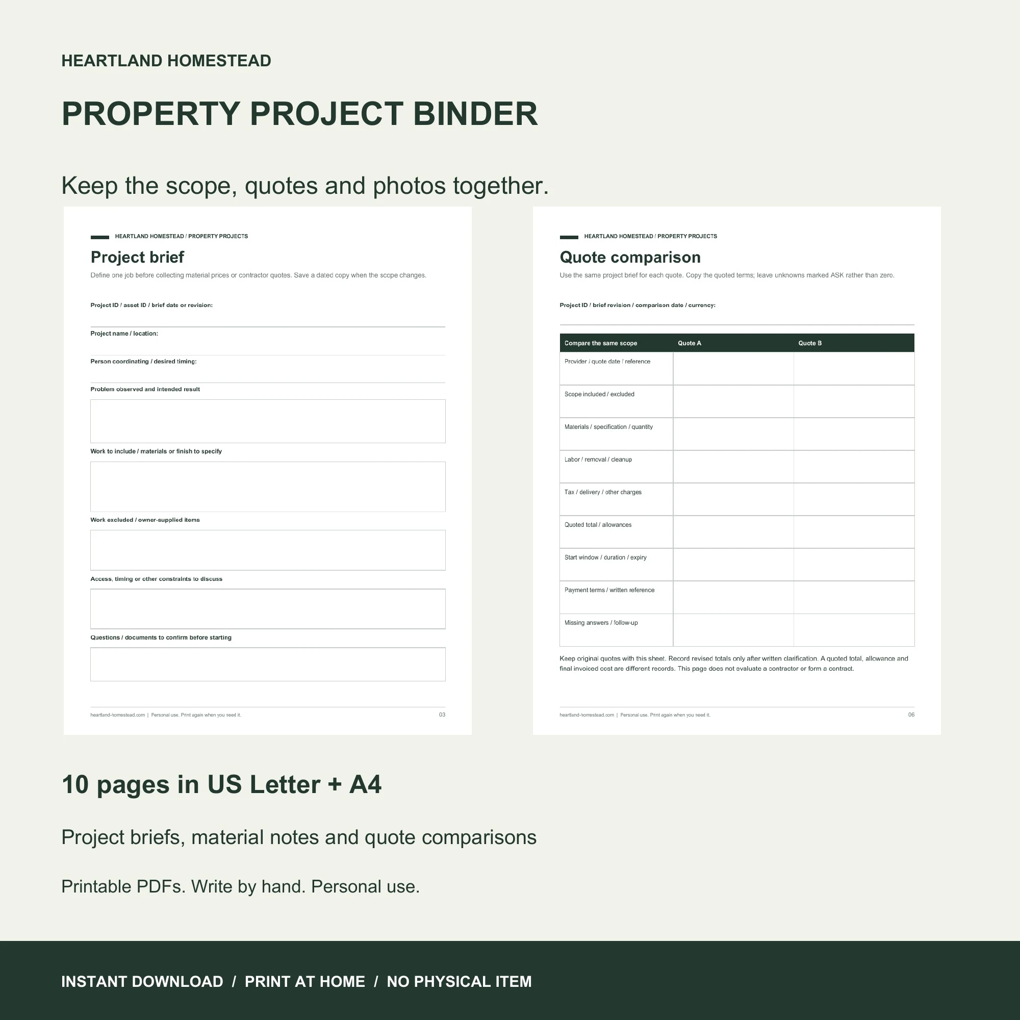 Property Project Binder download preview
