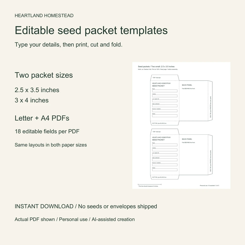 Editable Seed Packet Templates download preview